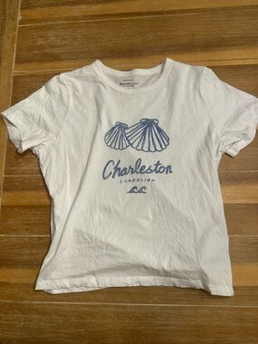 Abercrombie & Fitch White Tee with Blue Charleston Shell Graphic